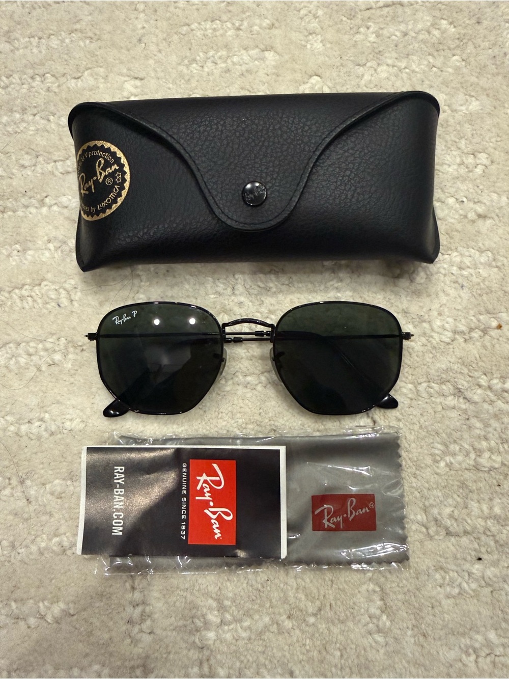 Ray-Ban RB3548-N Hexagonal Polarized Black Frame Sunglasses